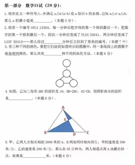 上海國際學校考試卷