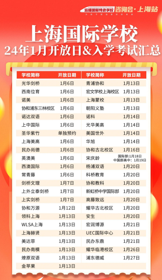 上海熱門國際高中春招考試時間一覽表